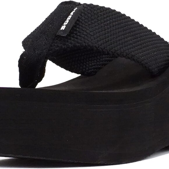 Womens EVA Flip Flops Platform Sandals Black Size 8.5 Beach Pool Vacation - Picture 1 of 7